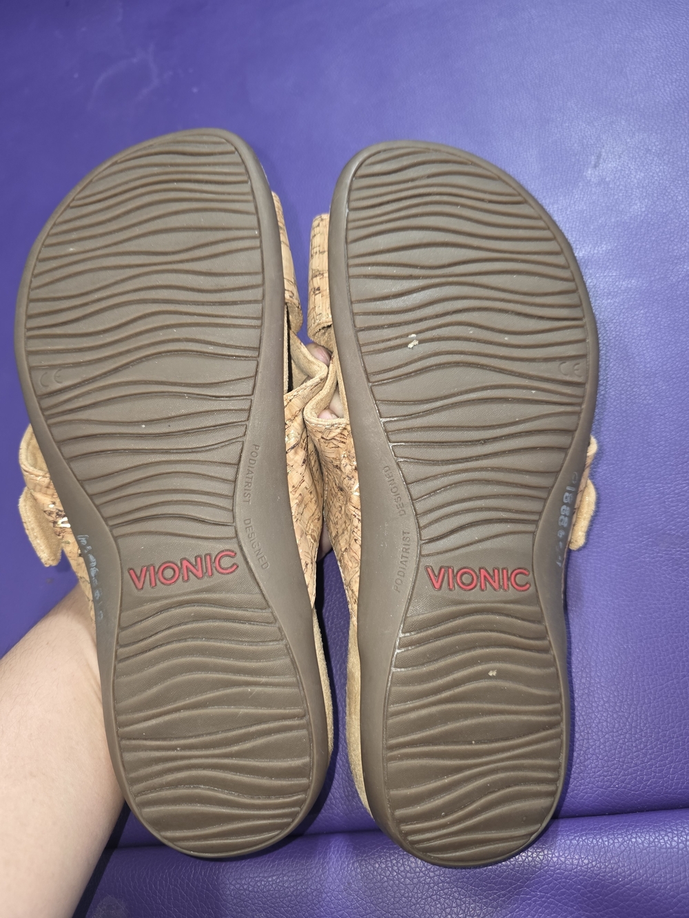 Vionic Cork-Texture Crisscross Slide Sandals in Light Brown - Picture 4 of 4